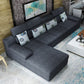 Modern Linen Blend Sectional with Pillow Top Arm for 4 People