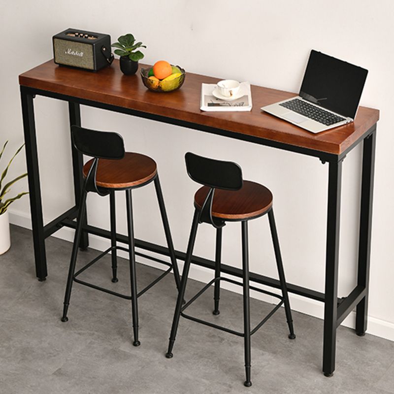 Solid Wood Top Bar Table Set 1/3/5 Pcs Iron Frame Bar Table and Stools Clearhalo 'Bar Furniture' 'furn' 'furn_home_bar_bar_sets' 'Furniture' 'Home Bars & Bar Sets' 'home_bar_bar_sets' 'Kitchen & Dining Furniture' 1200x1200_4b73ff4a-0795-4e00-a7e3-9b618894bde8