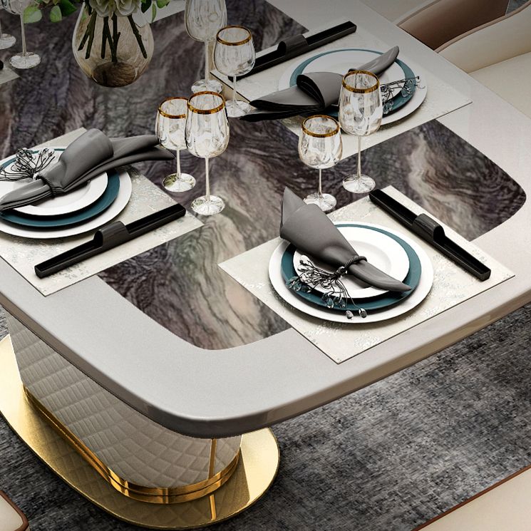 Glam Marble Rectangle Shape Dining Table Standard Kitchen Dining Table with Pedestal Base Clearhalo ' dining_table' 'Dining Tables & Seating' 'Dining Tables' 'furn' 'furn_dining_table' 'Furniture' 'furniture_dining_table' 'Kitchen & Dining Furniture' 'kitchen&dining_furn' 'kitchen' 'kitchen_dining_table' 1200x1200_4b780a26-8be9-41bb-a1c0-88408eff29ae