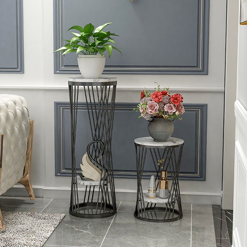 Glam Marble Round Side Table Dia 11.8" Metal Frame End Table with Storage Shelf Clearhalo 'Coffee & Accent Tables' 'End & Side Tables' 'end_side_tables' 'furn' 'furn_end_side_tables' 'Furniture' 'Living Room Furniture' 1200x1200_4b78e039-3697-47ce-ab6e-c23323942b92