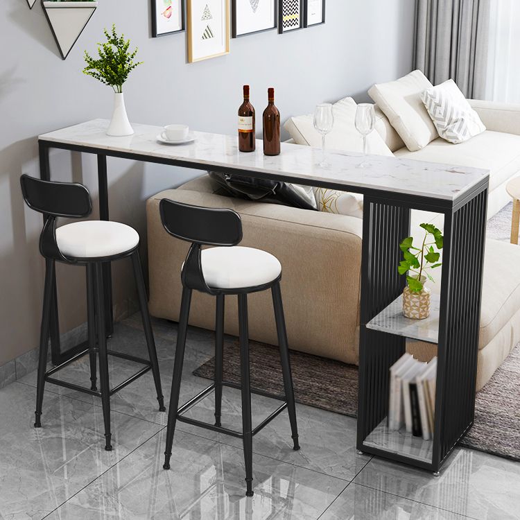 White Modern Style Rectangle Table in Faux Marble and Metal Bar Table for Living Room Clearhalo 'Bar Furniture' 'Bar Tables' 'bar_tables' 'furn' 'furn_bar_tables' 'Furniture' 'furniture_bar_tables' 'Kitchen & Dining Furniture' 1200x1200_4b78fad3-7802-4163-870f-ea9df36057b1