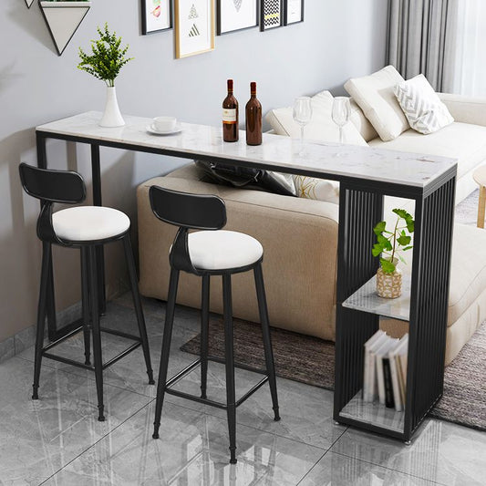 White Modern Style Rectangle Table in Faux Marble and Metal Bar Table for Living Room Clearhalo 'Bar Furniture' 'Bar Tables' 'bar_tables' 'furn' 'furn_bar_tables' 'Furniture' 'furniture_bar_tables' 'Kitchen & Dining Furniture' 1200x1200_4b78fad3-7802-4163-870f-ea9df36057b1