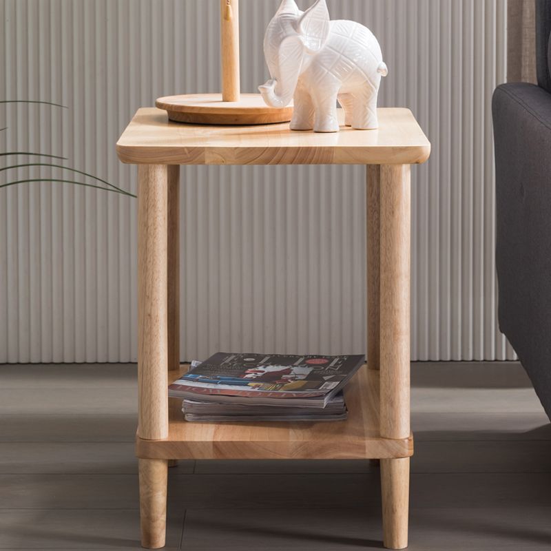 現代の木製エンドテーブル長方形の4脚サイドテーブルストレージシェルフ