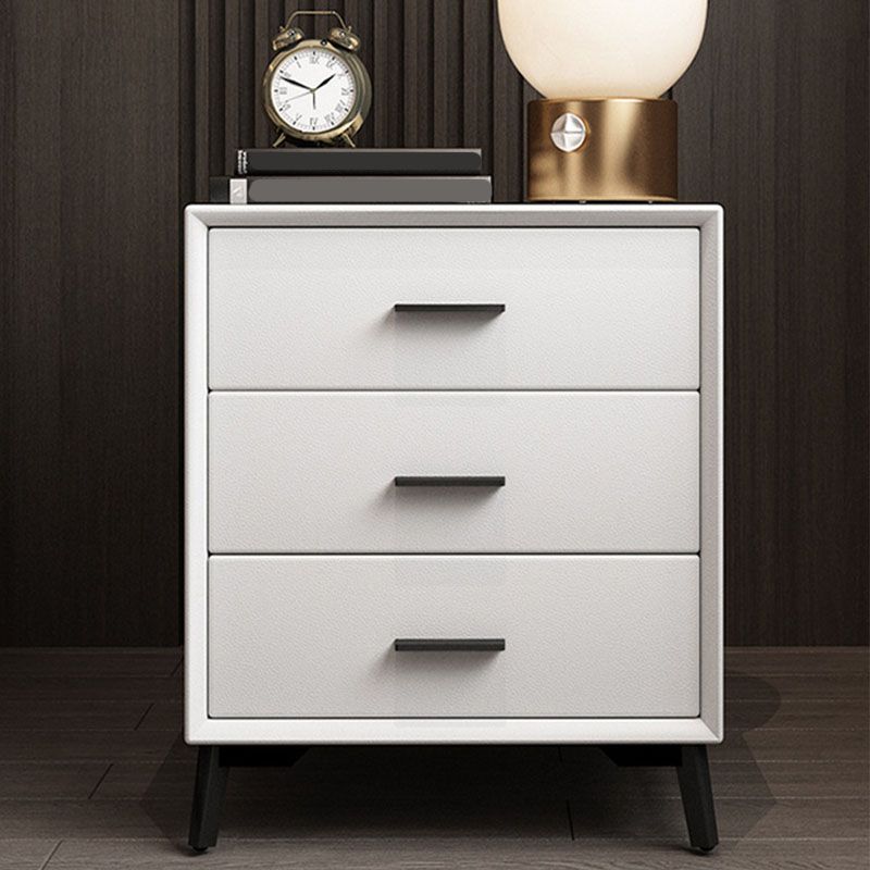 23.62" Tall Faux Leather Night Table 3-drawer Bedside Cabinet with Legs Clearhalo 'Bedroom Furniture' 'furn' 'furn_night_stand' 'Furniture' 'night_stand' 'Nightstands' 1200x1200_4b7a07fe-38df-4d9c-a2e3-57b3cc79a155