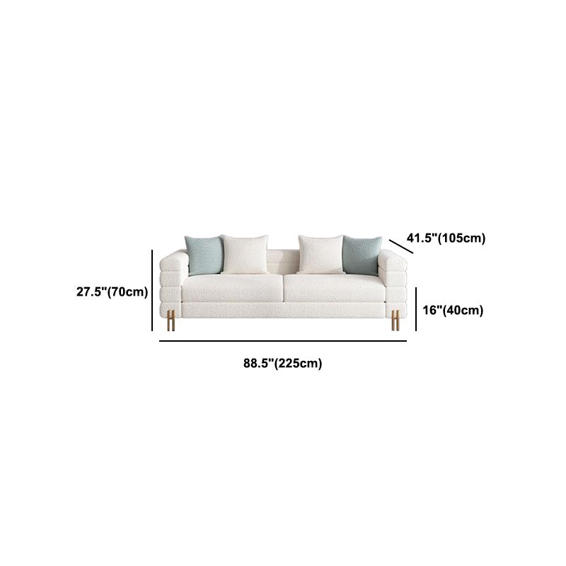 Modern Style Sofa with Pillows Wool/Faux Leather Tuxedo Arm Seating