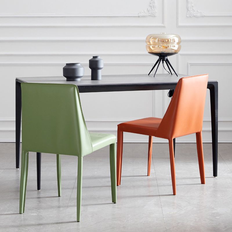 Contemporary PU Leather Dining Side Chair Matte Finish Solid Back Dining Chair Clearhalo ' kitchen&dining_furn' 'Dining Chairs' 'Dining Tables & Seating' 'dining_chair' 'Furniture' 'furniture_dining_chair' 'Kitchen & Dining Furniture' 'kitchen' 1200x1200_4b7b27de-bac8-4a4b-811b-673cc02188f8