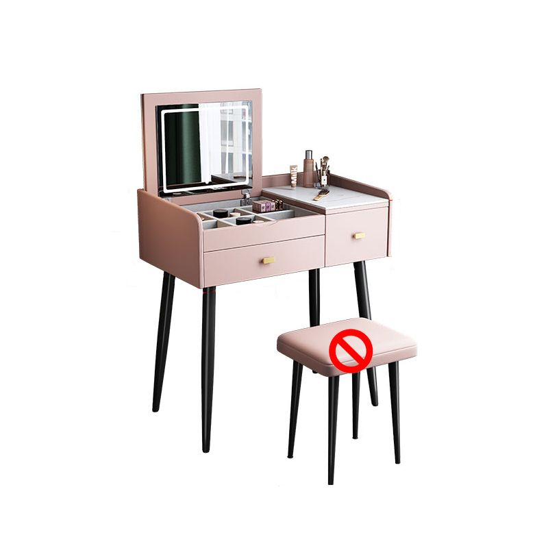 Flip Vanity in marmo singolo con sgabello imbottito Specchio a specchio da vanità