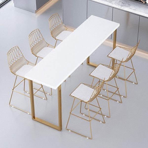 Tavolo da pub glam con tavolo da barra in legno in legno bianco in metallo in metallo oro