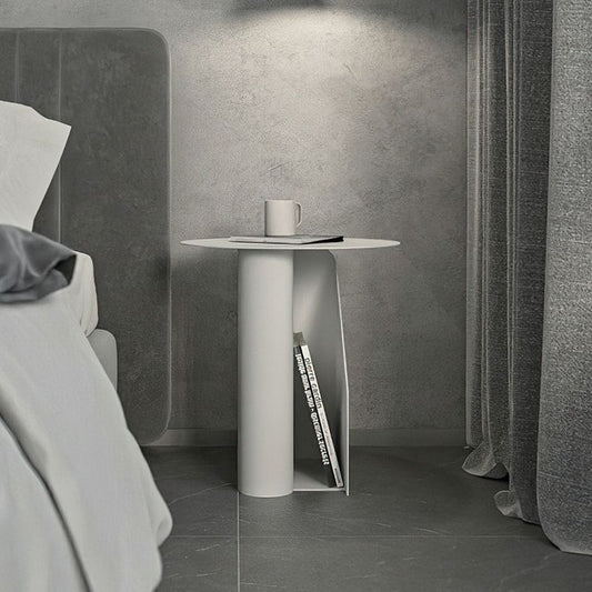 Mesa nocturna de almacenamiento abierta contemporánea de hierro con 1 estante, 18.5 "de alto