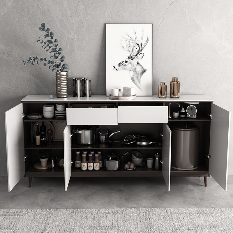 2 Drawers Wood Doors Sideboard Modern 33.5" High Side Board for Kitchen Clearhalo 'buffet_sideboard' 'Buffets & Sideboards' 'Furniture' 'furniture_buffet_sideboard' 'Kitchen & Dining Furniture' 1200x1200_4b804d61-37e2-4284-b276-3886b87a2797