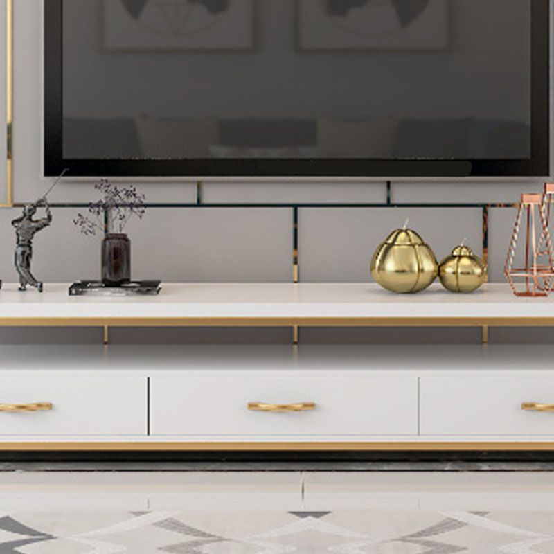 Glam TV Media Stand Console multimédia de rangement ouverte avec 3 tiroirs