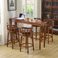 Table de bar rectangulaire de style moderne, table de salle à manger fixe en bois massif marron