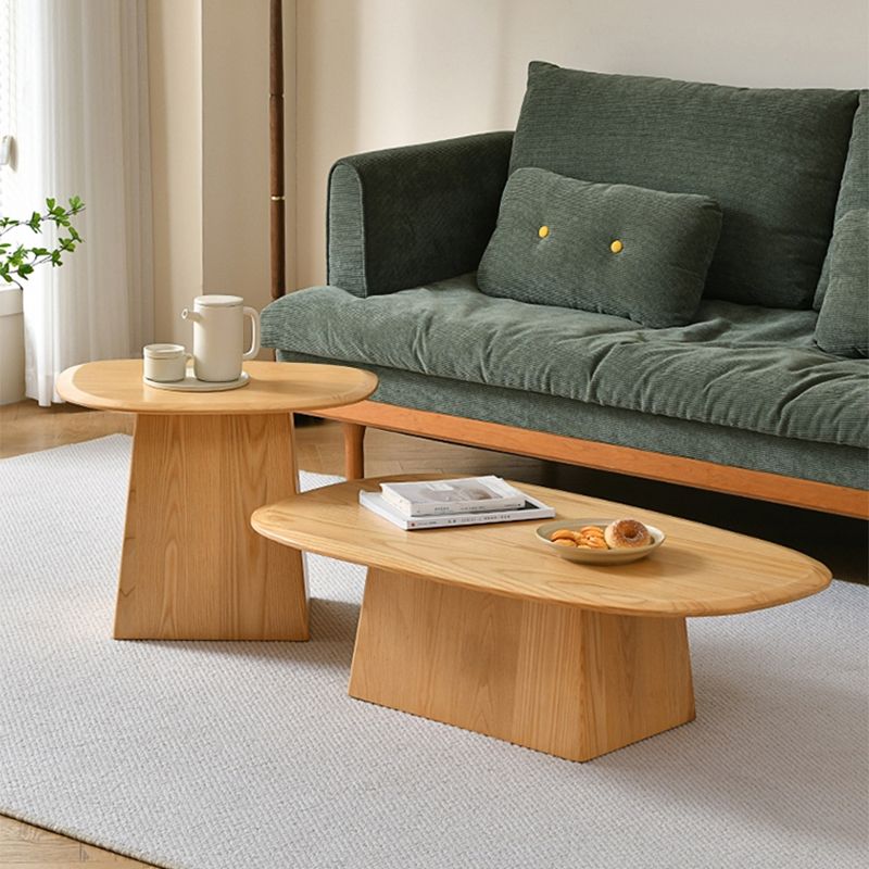 Pedestal Solid Wood Coffee Table Set Elliptical Simple Cocktail Table Clearhalo 'Coffee & Accent Tables' 'Coffee Tables' 'coffee_tables' 'furn' 'furn_coffee_tables' 'Furniture' 'Living Room Furniture' 1200x1200_4b85cd95-46af-4aa6-92ff-04e08698502f