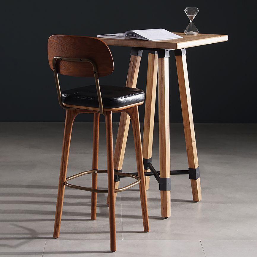 Leather Bar Stools with Wood Frame Contemporary Armless Stools for Home
