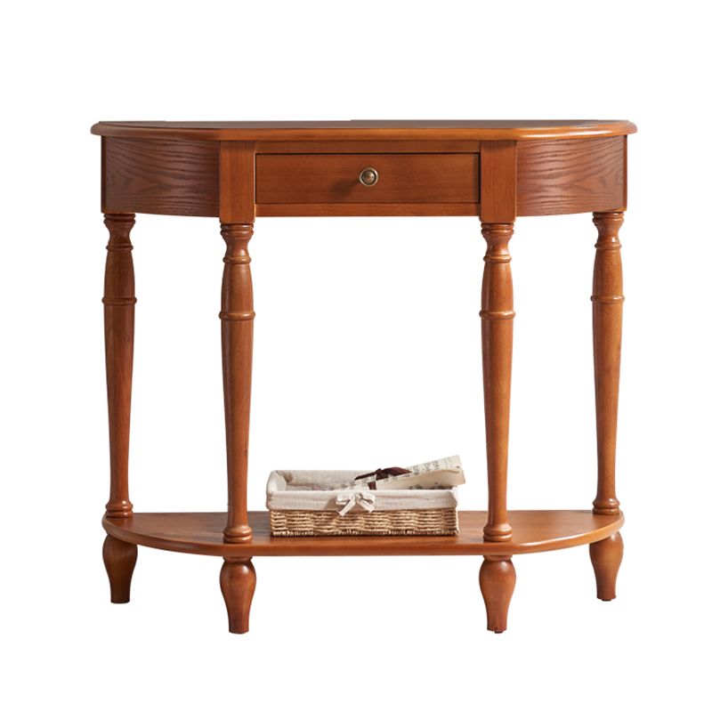 Mident secolo moderno a 4 gambe console a mezza luna in legno in marrone