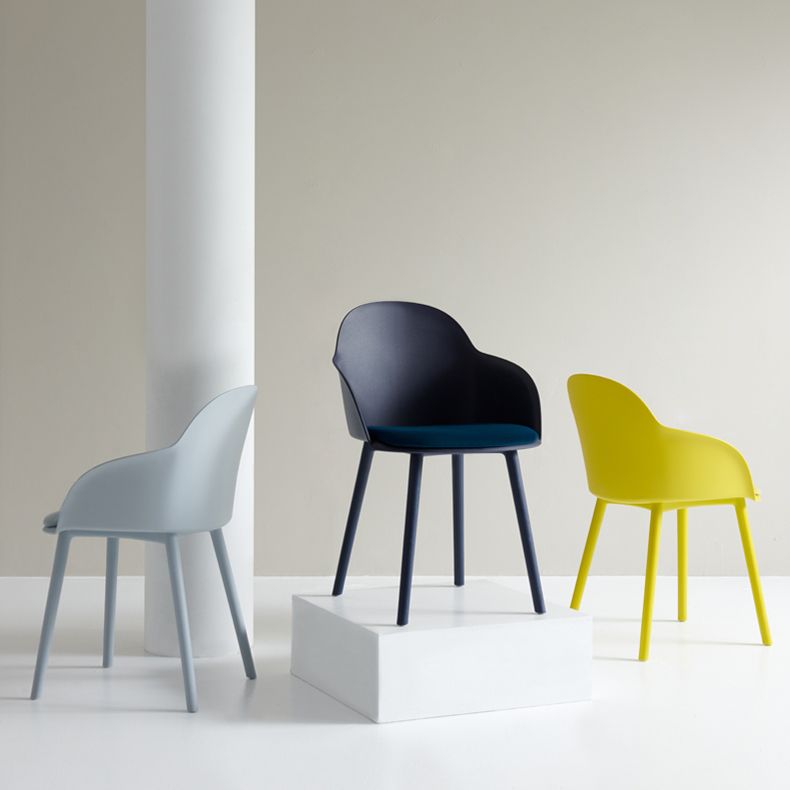 Plastic Scandinavian Style Dining Chair Dining Room Solid Back Chair with Arm Clearhalo ' kitchen&dining_furn' 'Dining Chairs' 'Dining Tables & Seating' 'dining_chair' 'Furniture' 'furniture_dining_chair' 'Kitchen & Dining Furniture' 'kitchen' 1200x1200_4b8aa086-2b29-4514-b904-ab3ddd0a39d7