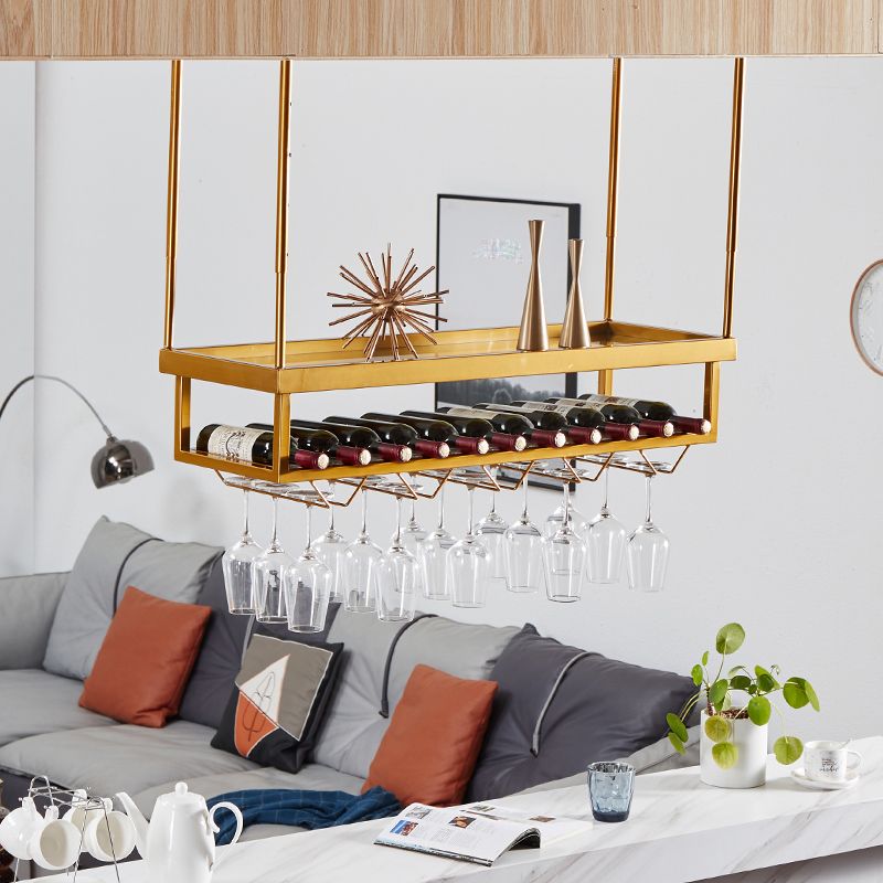 Metal Industrial Wine Holder Rack Hanging with Glass Holder and Storage Shelf Clearhalo 'furn' 'furn_wine_racks' 'Furniture' 'Kitchen & Dining Furniture' 'Wine Racks' 'wine_racks' 1200x1200_4b8ac712-5d55-4aed-b46b-377727c4d1fa