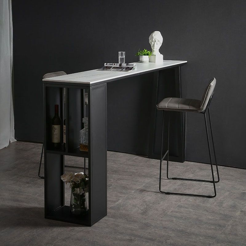 42-inch Height Cocktail Bar Table Industrial Style Metal Base Bar Height Storage Table Clearhalo 'Bar Furniture' 'Bar Tables' 'bar_tables' 'furn' 'furn_bar_tables' 'Furniture' 'furniture_bar_tables' 'Kitchen & Dining Furniture' 'kitchen&dining_furn' 'kitchen' 1200x1200_4b8ad24e-51b1-4484-ad55-6ac7e9fe91bd