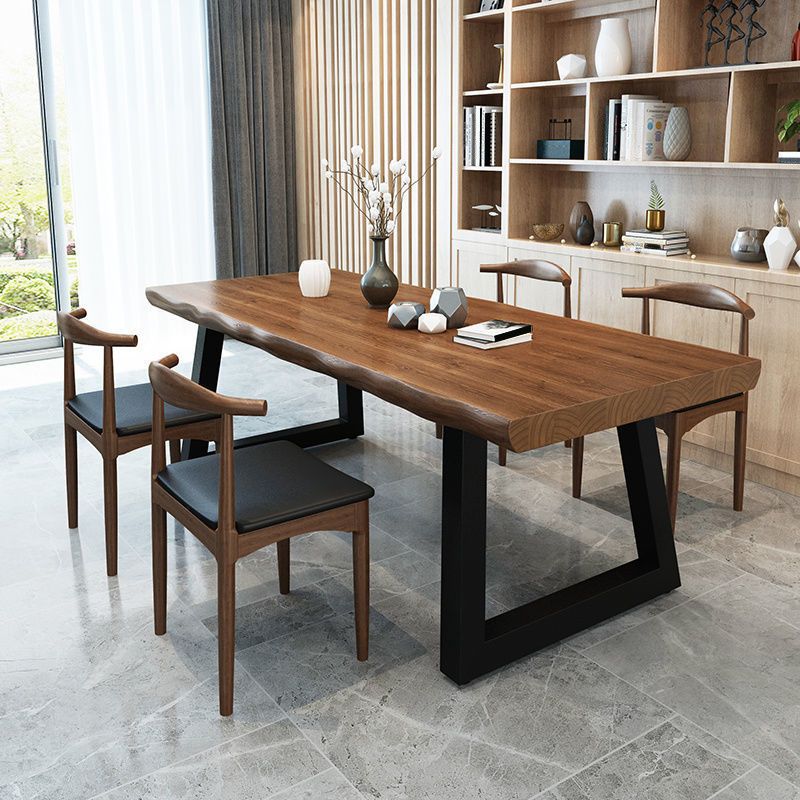 Industrial Rectangle Solid Wood Standard Height Double Pedestal Dining Table Clearhalo 'Dining Tables & Seating' 'Dining Tables' 'dining_table' 'furn' 'furn_dining_table' 'Furniture' 'Kitchen & Dining Furniture' 1200x1200_4b8cf342-223f-426b-8ccc-c9ac26fbb7cc