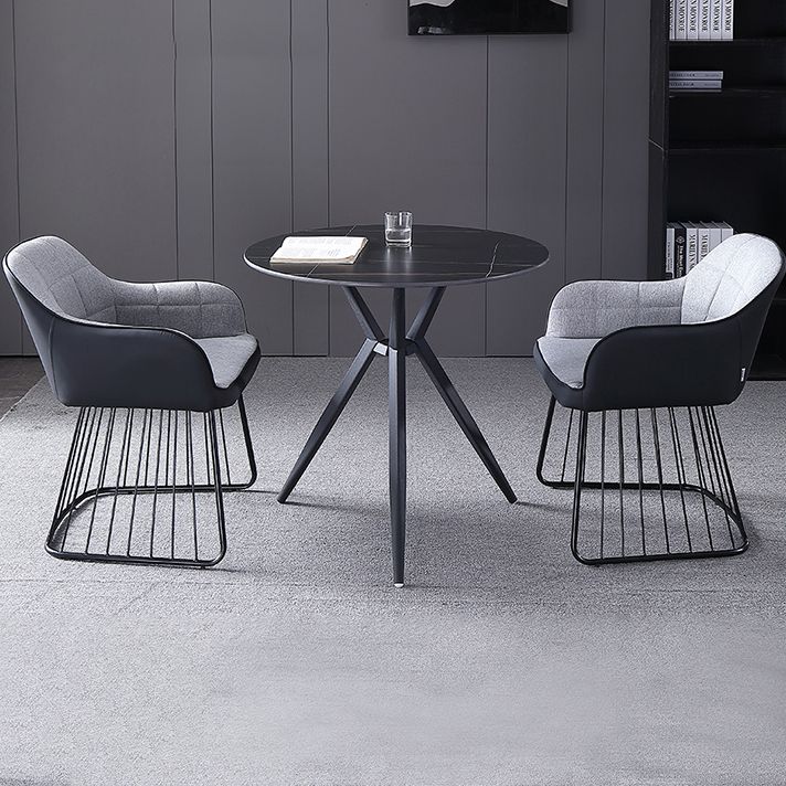 Modern Style Round Dinner Table Sintered Stone Table with Metal Base for Home Use Clearhalo ' dining_table' 'Dining Tables & Seating' 'Dining Tables' 'furn' 'furn_dining_table' 'Furniture' 'furniture_dining_table' 'Kitchen & Dining Furniture' 'kitchen&dining_furn' 'kitchen' 'kitchen_dining_table' 1200x1200_4b8d9a50-de6f-4259-9df4-e1d1e984a2d5