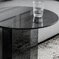 Living Room End Table Modernistic Round Abstract Glass Side Table