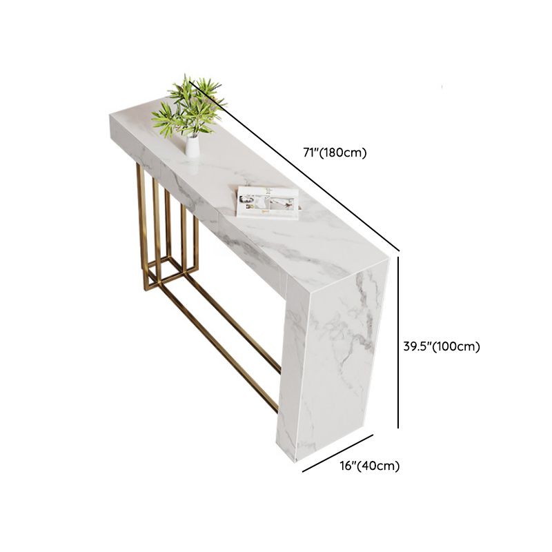 Mesa de mostrador de piedra sinterizada rectangular Glam de 1/2/3 piezas con taburetes altos en dorado