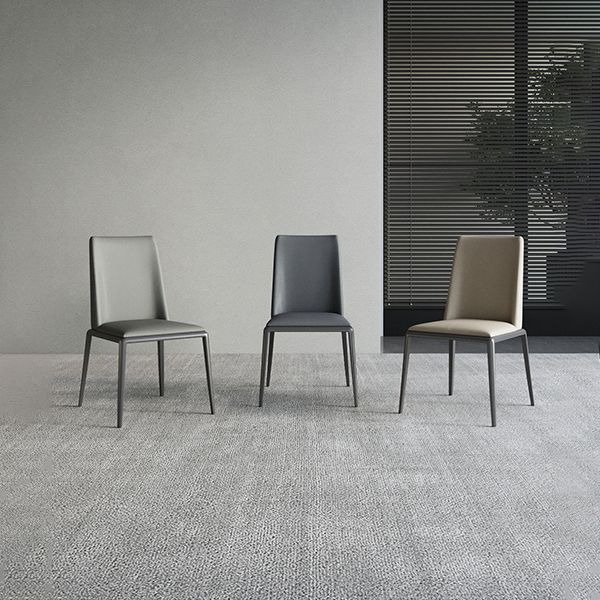 Silberbein zeitgenössischer Kunstleder -Esszimmerstuhl für Zuhause