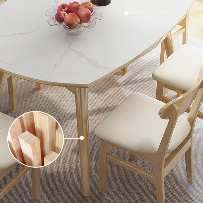 Modern Adjustable Dining Table Stone and Solid Wood Tripod Home Kitchen Table Clearhalo 'Dining Tables & Seating' 'Dining Tables' 'dining_table' 'furn' 'furn_dining_table' 'Furniture' 'furniture_dining_table' 'Kitchen & Dining Furniture' 'kitchen' 'kitchen_dining_table' 1200x1200_4b9706f4-3ec8-4c53-81a1-a7b530445903