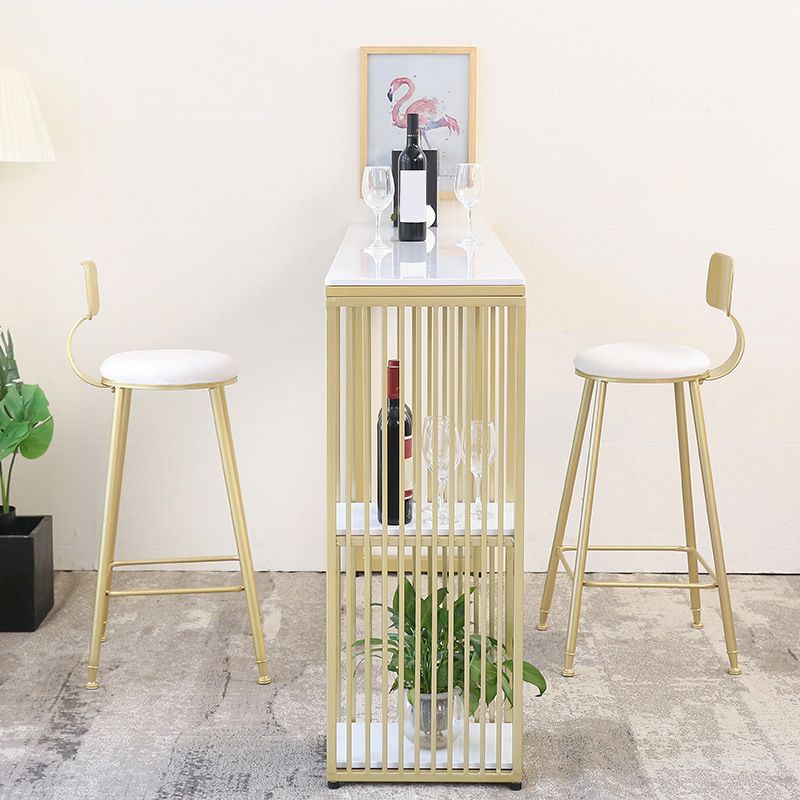 Taburete de bar Glam sin brazos, base de metal dorado, taburete de comedor con reposapiés