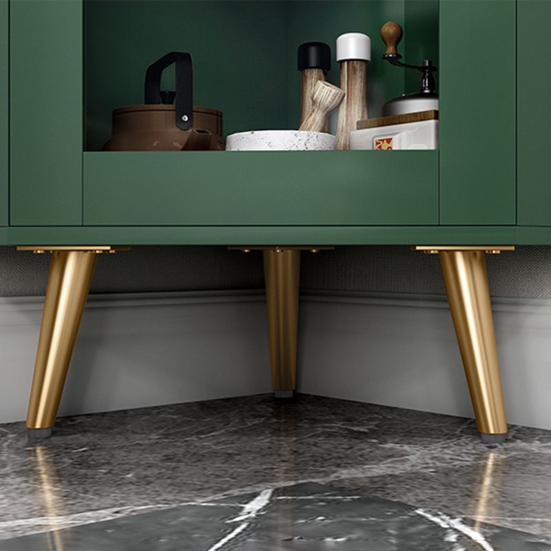 Armadio di stoccaggio in legno con 2 porte di vetro e scaffale di stoccaggio moderno