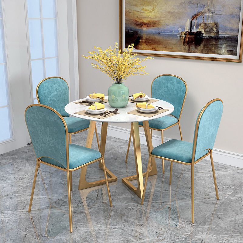Round Golden Base Dining Table Glam Faux Marble Table for Kitchen Clearhalo 'Dining Tables & Seating' 'Dining Tables' 'dining_table' 'furn' 'furn_dining_table' 'Furniture' 'Kitchen & Dining Furniture' 1200x1200_4b9b9308-e56a-4181-a6a6-520b071f6f77