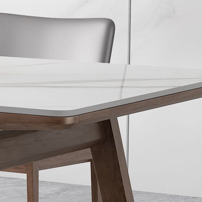 Rectangle Table Medieval Modern Sintered Stone Top Dining Table with Wooden Base Clearhalo 'Dining Tables & Seating' 'Dining Tables' 'dining_table' 'furn' 'furn_dining_table' 'Furniture' 'Kitchen & Dining Furniture' 1200x1200_4b9de094-2fe5-4eb9-a5dc-238f881cef5b