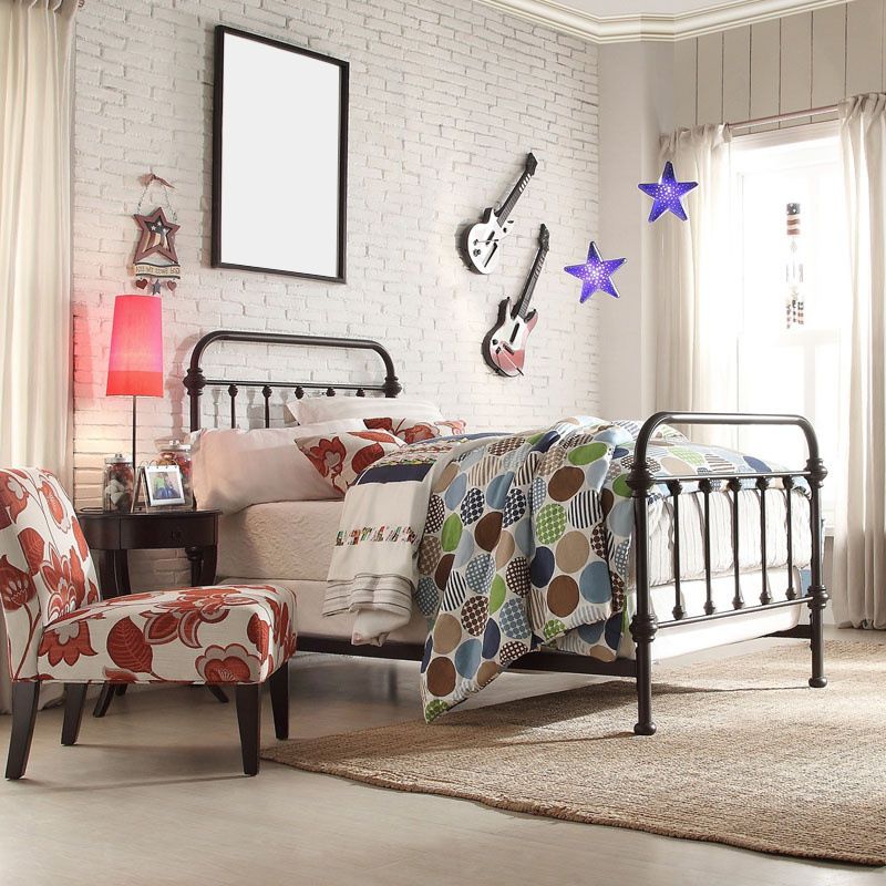 Cama industrial de marco de marco abierto cama de metal con patas de oro personalizadas