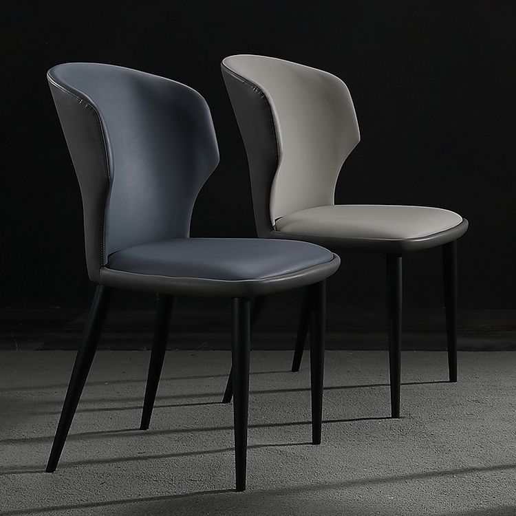 Modern Leather Dining Room Chair Wingback Armless Chair for Restaurant Use Clearhalo ' kitchen&dining_furn' 'Dining Chairs' 'Dining Tables & Seating' 'dining_chair' 'furn' 'furn_dining_chair' 'Furniture' 'furniture_dining_chair' 'Kitchen & Dining Furniture' 'kitchen' 1200x1200_4ba141aa-220c-4638-81fe-289a43db4076