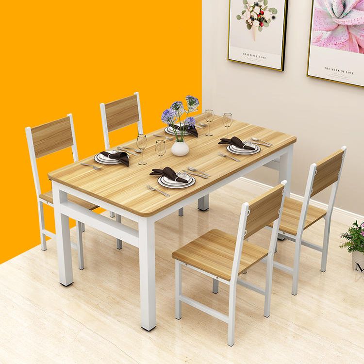 Modern Style MDF Dining Table Set Rectangular Dining Table with Metal Base Clearhalo 'Dining Room Sets' 'Dining Tables & Seating' 'dining_room_set' 'furn' 'furn_dining_room_set' 'Furniture' 'furniture_dining_room_set' 'Kitchen & Dining Furniture' 'kitchen&dining_furn' 'kitchen' 1200x1200_4ba178da-5c9b-442f-8a2d-73d17b450917