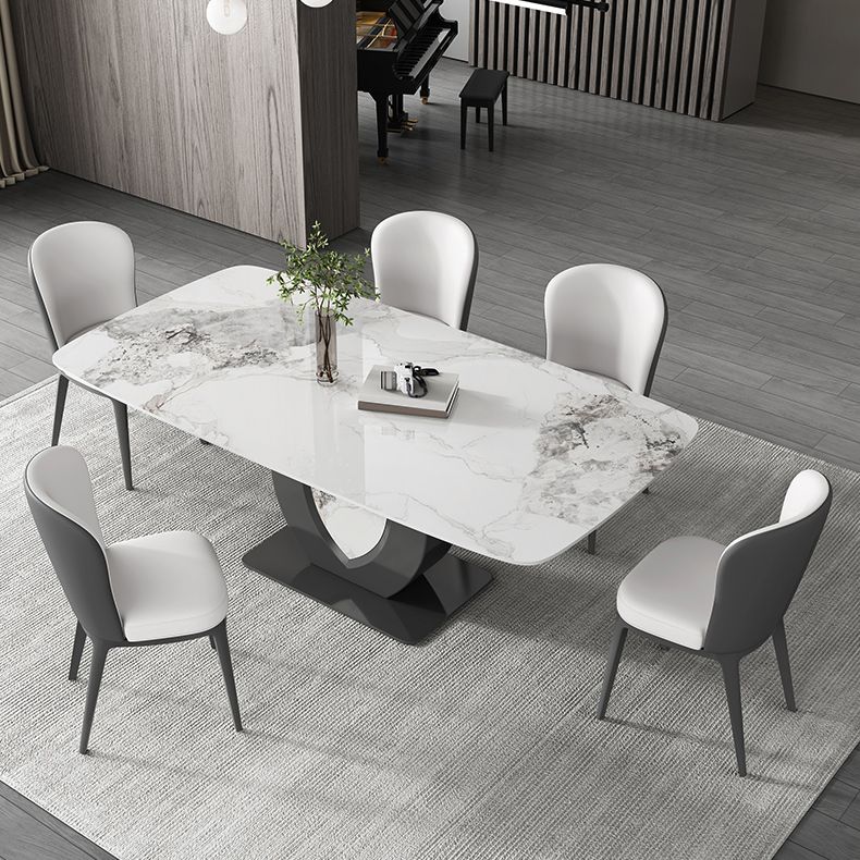 Contemporaneo 1/4/5/6/7 pezzi sala da pranzo tavolo mobili in pietra rettangolo in bianco