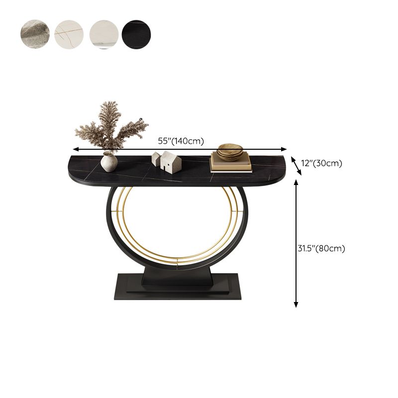 Mesa de acento de la consola de media luna Tabla de acabado antiguo Mesa de sofá en piedra