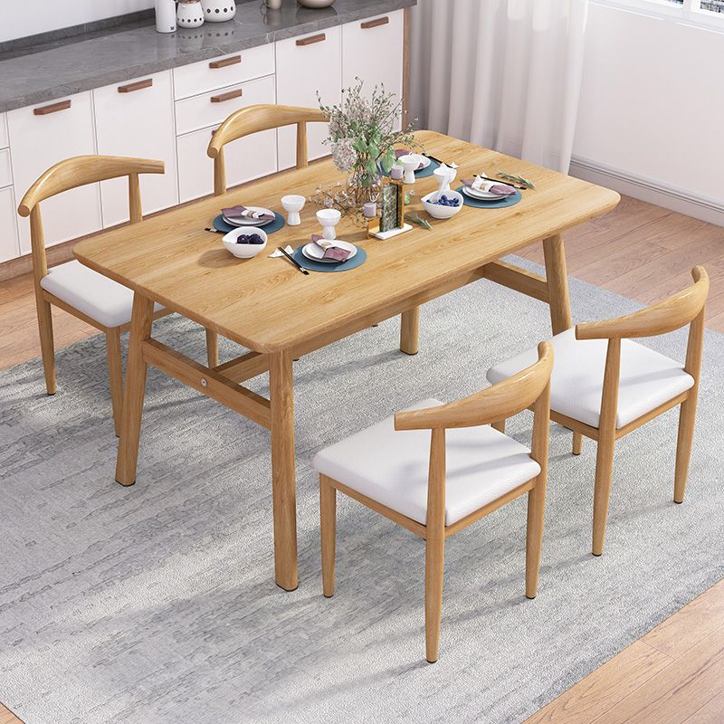 Rectangle Contemporary MDF Dining Room Set Standard Height Dining Furniture Set with Trestle Base Clearhalo 'Dining Room Sets' 'Dining Tables & Seating' 'dining_room_set' 'furn' 'furn_dining_room_set' 'Furniture' 'furniture_dining_room_set' 'Kitchen & Dining Furniture' 'kitchen&dining_furn' 'kitchen' 1200x1200_4ba564bb-16db-4955-983b-bba816b841d3