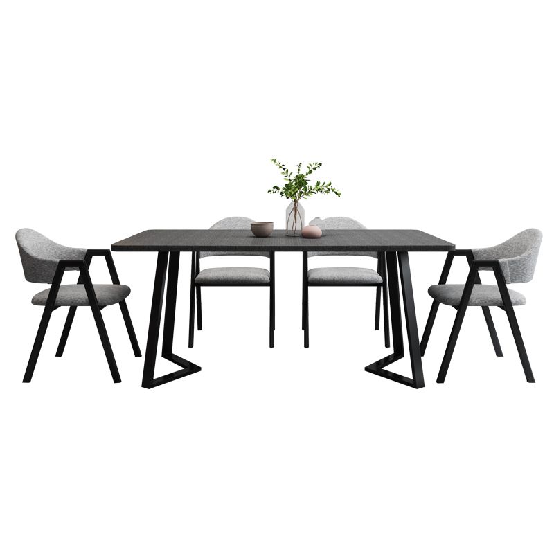 Modern Style Traditional Height Dining Set with Rectangle Shape Table and Double Pedestal Base Clearhalo 'Dining Room Sets' 'Dining Tables & Seating' 'dining_room_set' 'furn' 'furn_dining_room_set' 'Furniture' 'furniture_dining_room_set' 'Kitchen & Dining Furniture' 'kitchen&dining_furn' 'kitchen' 1200x1200_4ba57e22-9a05-4840-9dc2-44df9d170c26