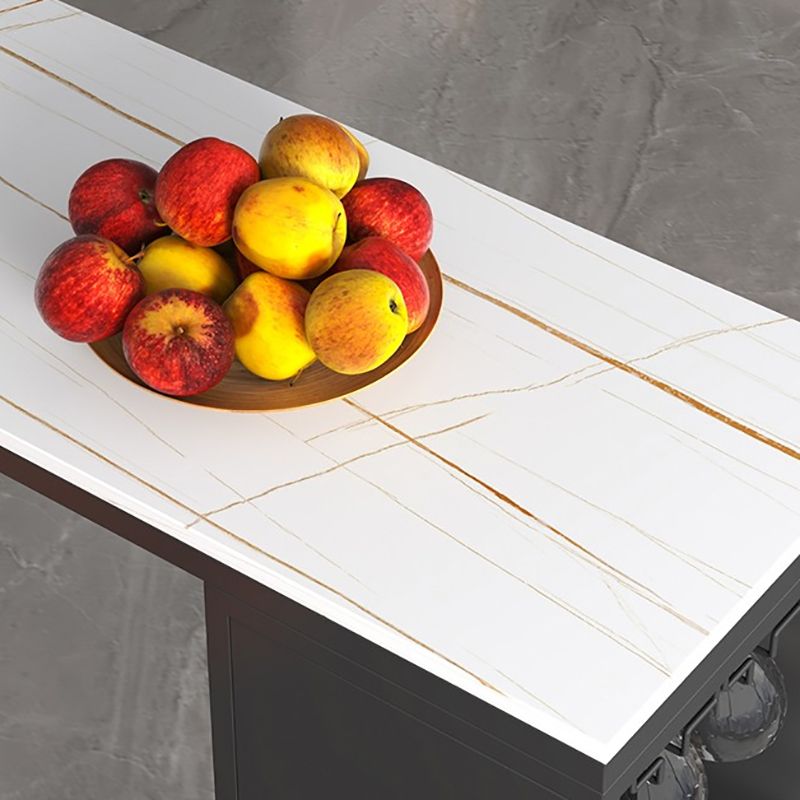 Industrial Stone Indoor Pub Bar Table Iron Double Pedestal Bar Dining Table with 2-Shelf Clearhalo 'Bar Furniture' 'Bar Tables' 'bar_tables' 'furn' 'furn_bar_tables' 'Furniture' 'furniture_bar_tables' 'Kitchen & Dining Furniture' 'kitchen&dining_furn' 'kitchen' 1200x1200_4ba5e1f4-331a-4631-b31a-2d985781d112