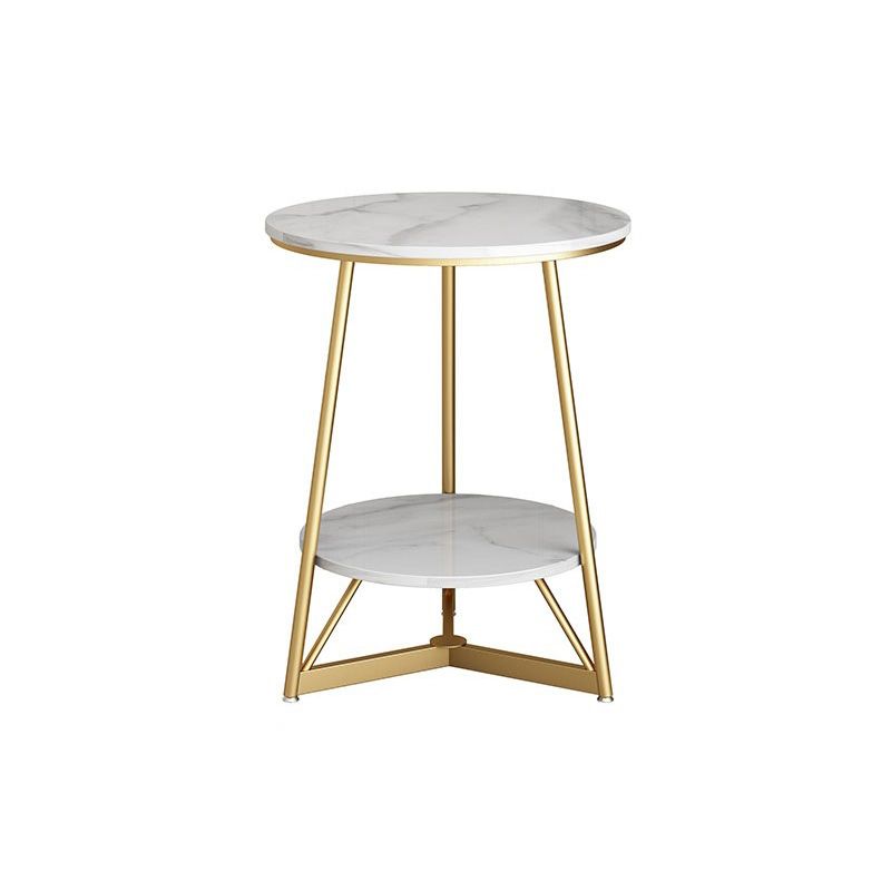 Modern Style Round Sintered Stone Top Gold/Black Metal Base Side Table Clearhalo 'Coffee & Accent Tables' 'End & Side Tables' 'end_side_table' 'end_side_tables' 'furn' 'furn_end_side_tables' 'Furniture' 'furniture_end_side_table' 'Living Room Furniture' 1200x1200_4ba720a0-773a-424a-b7c0-0cf2aeb2c8dd