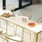 Table de bar Glam Table de salle à manger fixe en faux marbre blanc à hauteur de pub