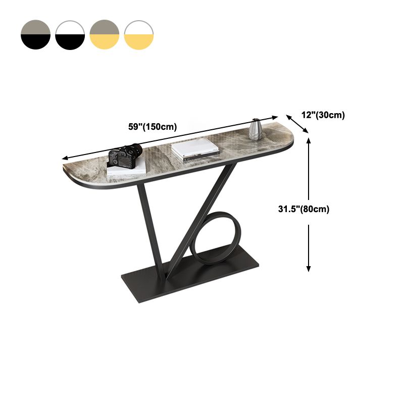 Tavolo da console in pietra mezzi luna 12 "W tavolo accento resistente alla macchia glam per Hall