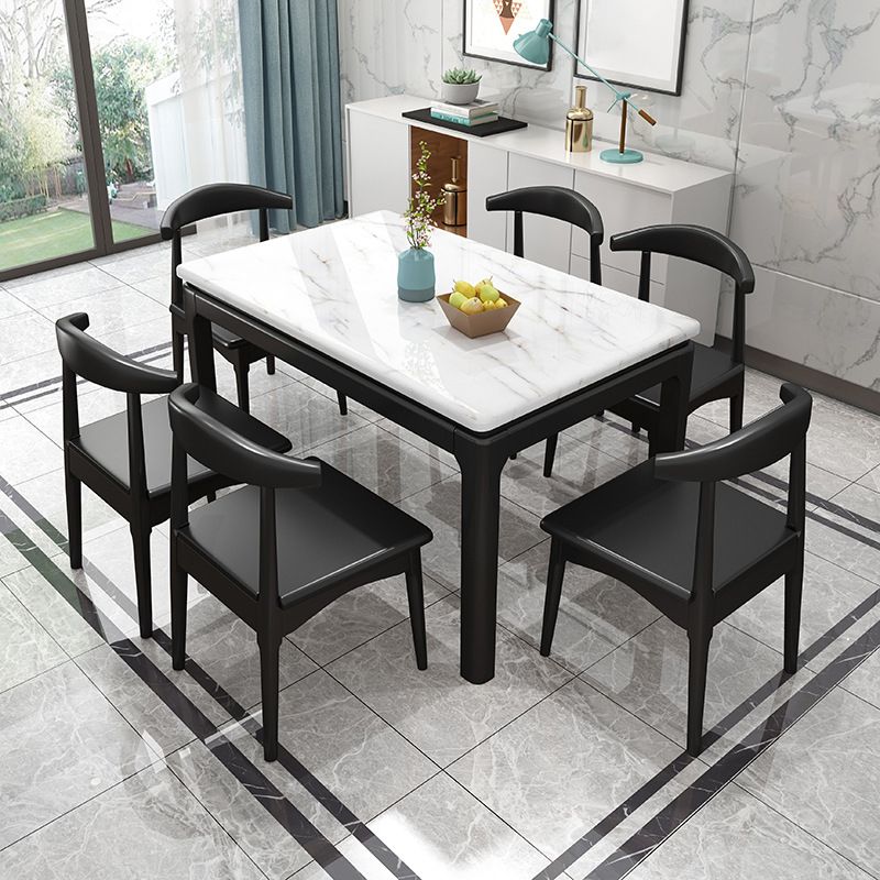 Traditional Style Marble Dining Table with White Rectangle Shape Table for Home Use Clearhalo 'Dining Room Sets' 'Dining Tables & Seating' 'dining_room_set' 'Furniture' 'furniture_dining_room_set' 'Kitchen & Dining Furniture' 'kitchen&dining_furn' 'kitchen' 1200x1200_4bab01e7-c49b-4b32-bb01-fce84e0d901c