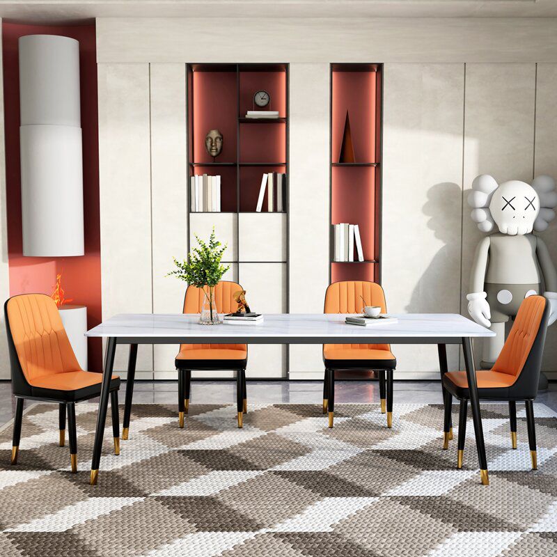 Sintered Stone Dining Table Traditional Luxury White Table with 4 Legs Clearhalo 'Dining Tables & Seating' 'Dining Tables' 'dining_table' 'furn' 'furn_dining_table' 'Furniture' 'furniture_dining_table' 'Kitchen & Dining Furniture' 'kitchen' 'kitchen_dining_table' 1200x1200_4bab947c-5e2e-48e5-aa41-cee731fccb20
