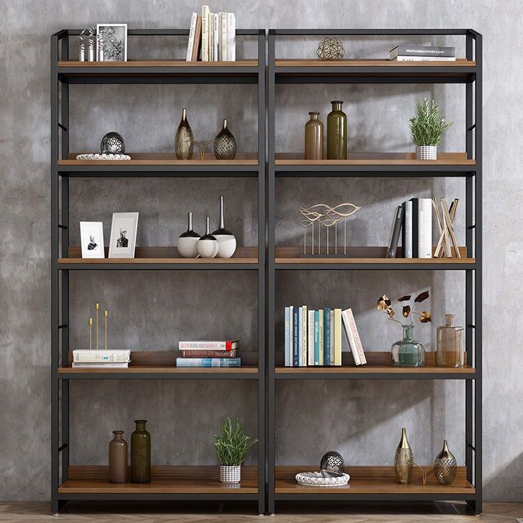 Industrial Style Bookshelf Open Back Solid Wood Bookcase for Home Office Clearhalo 'Bookcases' 'furn' 'furn_bookcases' 'Furniture' 'furniture_bookcases' 'Office Furniture' 1200x1200_4bac9ee0-37bb-45d5-80fb-62100bd3deb3