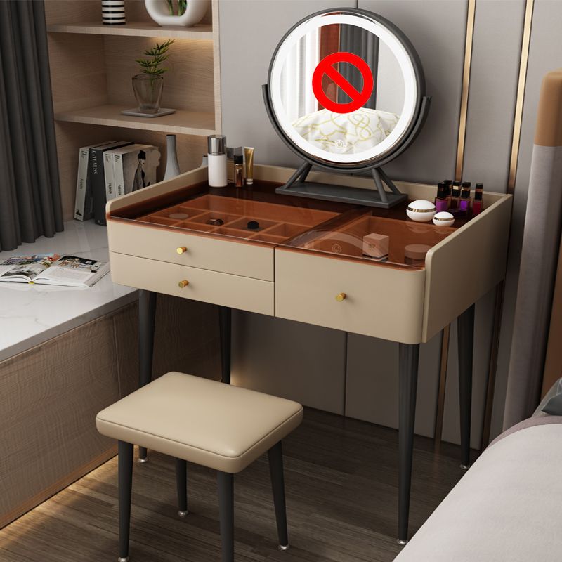 Moderne Massivholz -Waschtisch 3 Schubladen Make -up Waschtisch Set