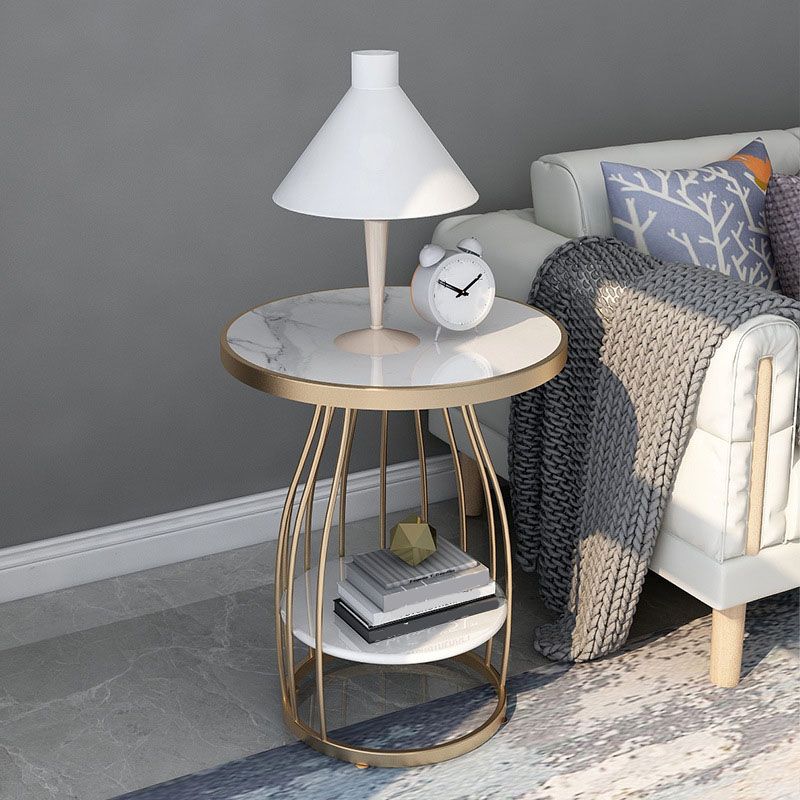 Contemporary Metal Frame End Table 24.8" Tall Slate Top Side Table Clearhalo 'Coffee & Accent Tables' 'End & Side Tables' 'end_side_tables' 'furn' 'furn_end_side_tables' 'Furniture' 'Living Room Furniture' 1200x1200_4baec459-b320-41e2-8896-f4071144c195
