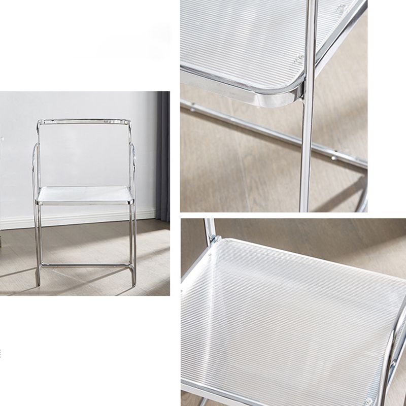 Sillas de comedor de cocina de metal silla lateral de comedor abierta en plata