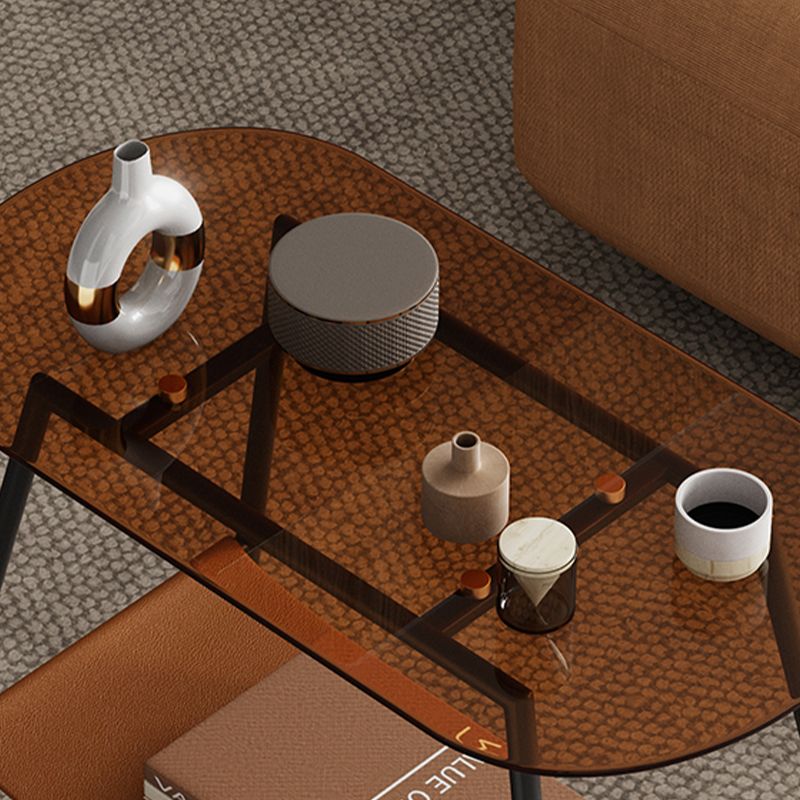 End Table Glass Sled with Storage Oval Contemporary Double Tier Side Table Clearhalo 'Coffee & Accent Tables' 'End & Side Tables' 'end_side_tables' 'furn' 'furn_end_side_tables' 'Furniture' 'Living Room Furniture' 1200x1200_4bb103d6-6870-4680-8848-b8b10db8995d